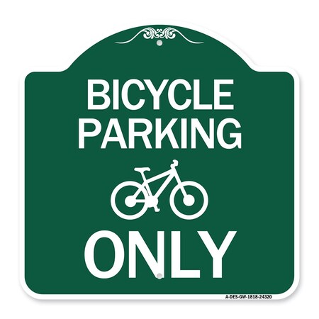 Signmission Bicycle Parking With Graphic, Green & White Aluminum Architectural Sign, 18" x 18", GW-1818-24320 A-DES-GW-1818-24320